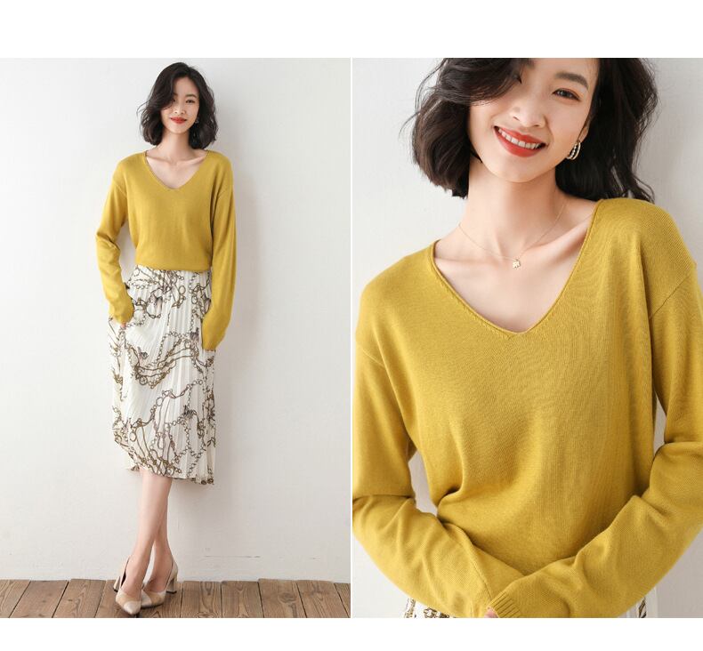 【tops】Vネックニットプルオーバー　M19161