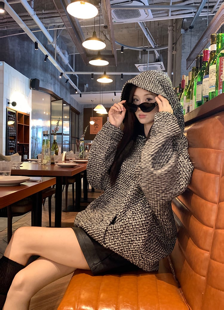 【tops】フード付き厚手パーカーG19985