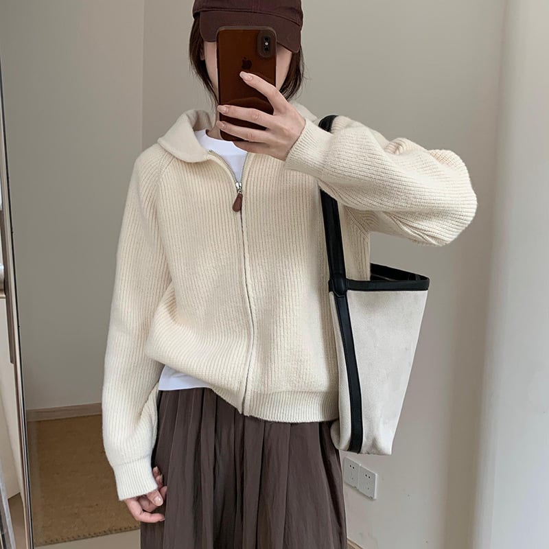 【outer】ファスナーニットカーデ　M27230