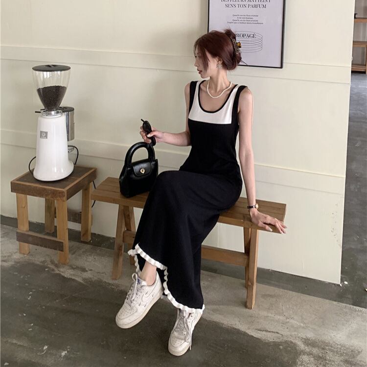 【dress】偽二つ切り替えニットキャミワンピース G20518