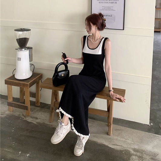 【dress】偽二つ切り替えニットキャミワンピース G20518