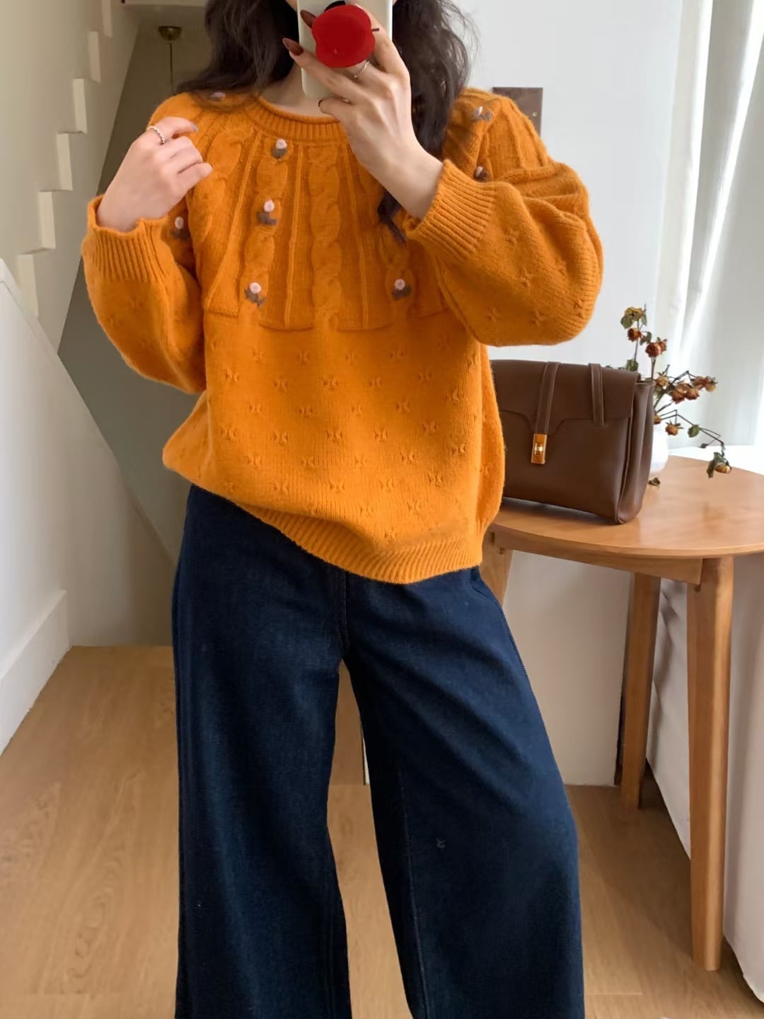 【tops】刺繍ニットセーター　M27837