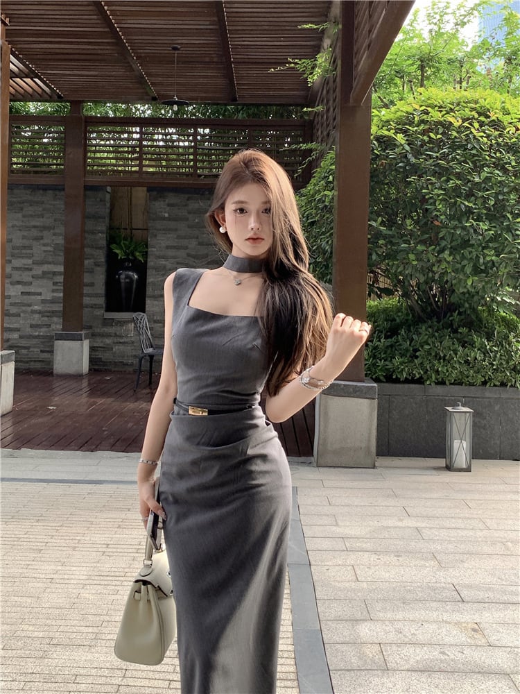 【dress】デートワンピースベルト付き　M24345