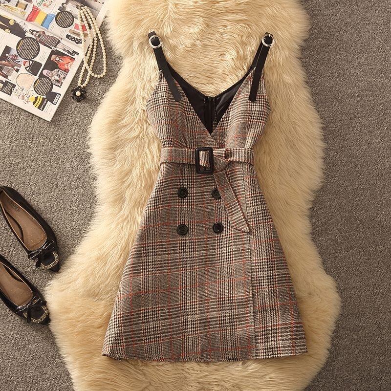 【dress】チェック柄キャミワンピース　N2256