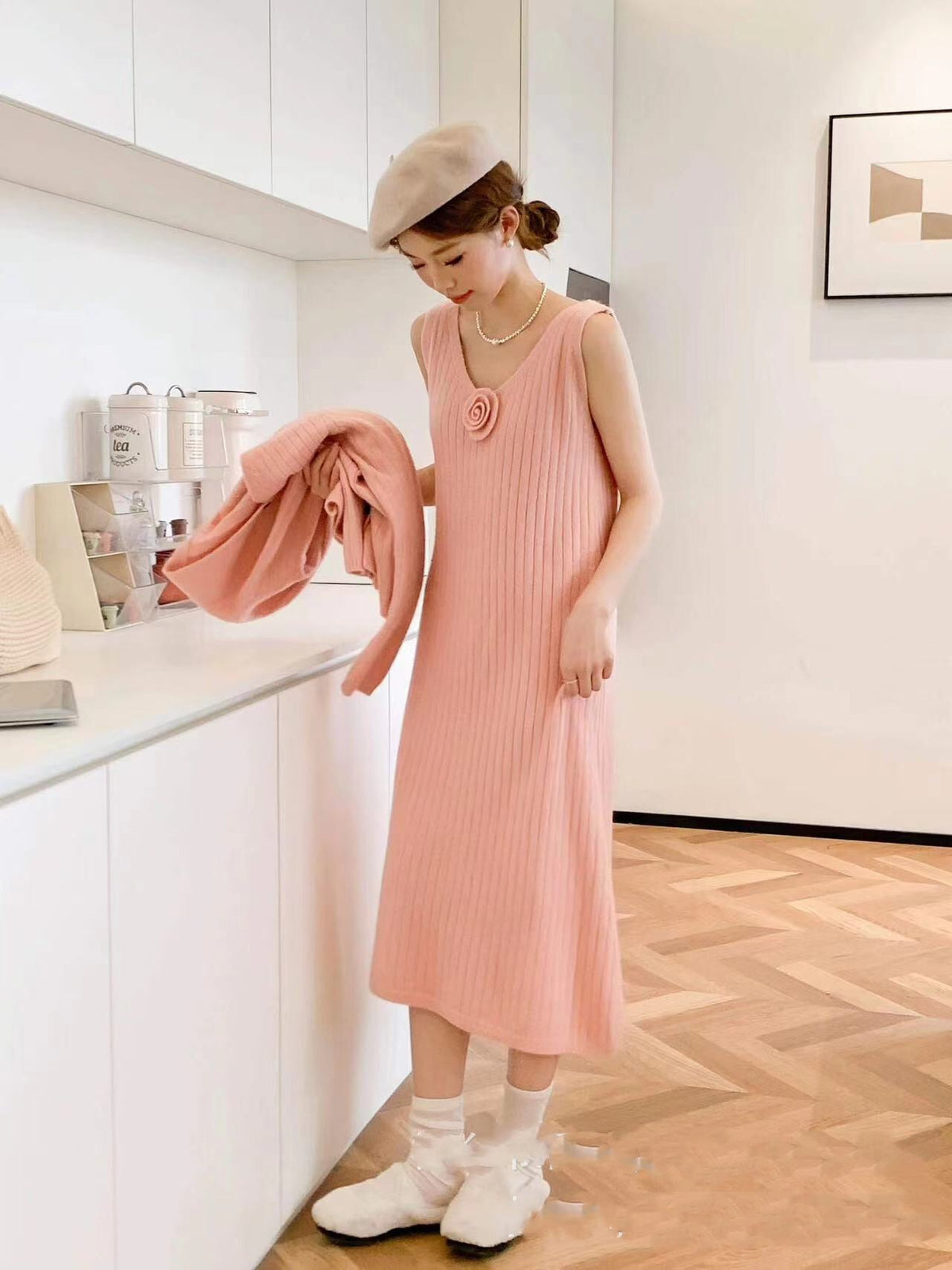 【set】ニットカーデ×キャミワンピースセット　M26281