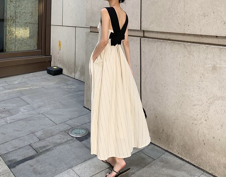 【dress】好感度UP!気質満点セクシースウィート切り替え無地キャミワンピース G0458