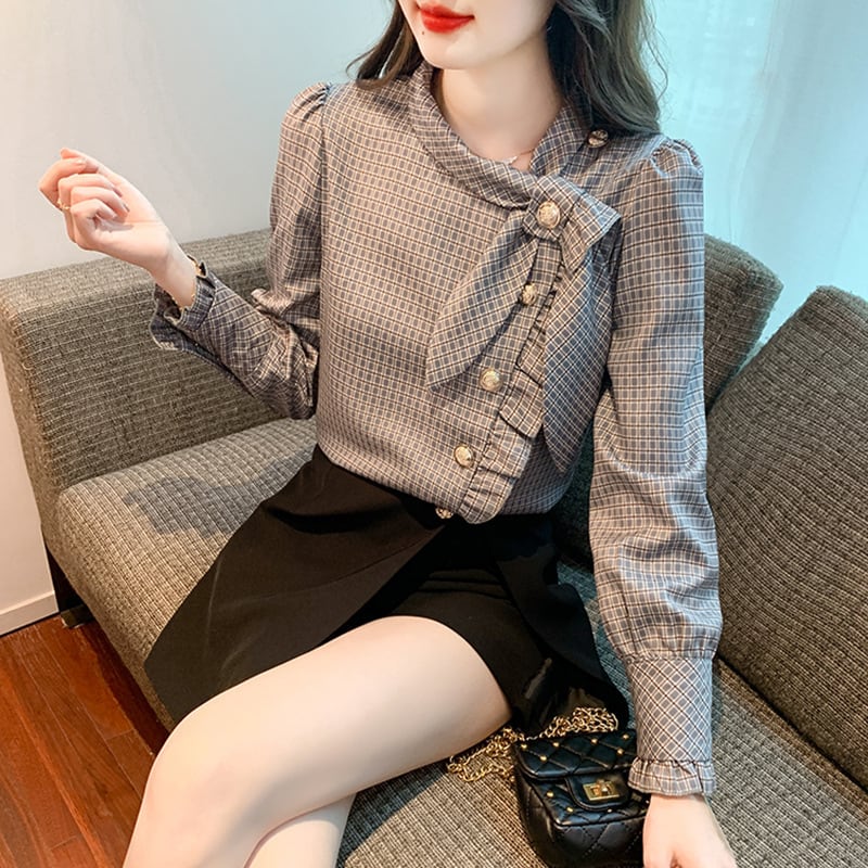 【tops】チェック柄シャツトップス　M25345