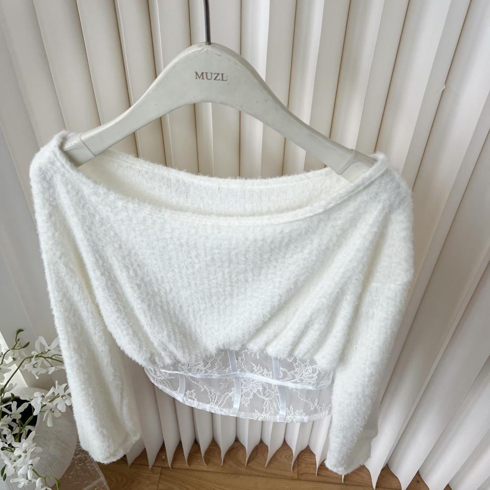 【tops】レース切り替えニットトップス　M27997