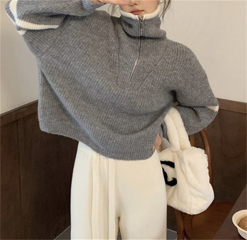 【tops】ファスナーニットセーター　M25995
