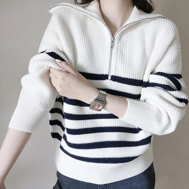 【tops】ボーダー柄ニットセーター　M18703