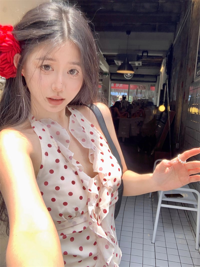【tops】ドット柄キャミソール　M24590