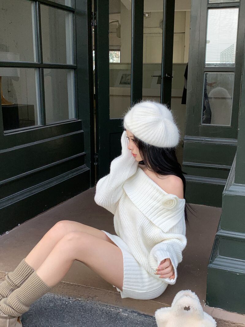 【dress】オフショルダーニットワンピース　M28499