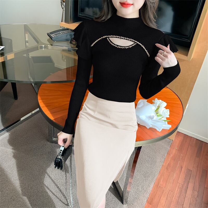 【tops】フリルニットトップス　M18859