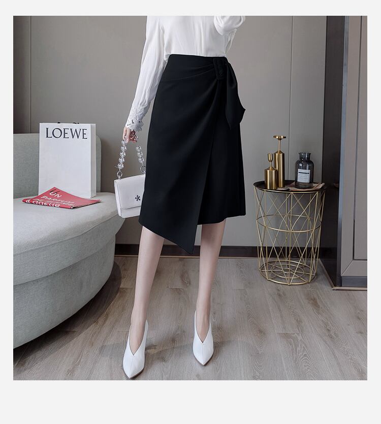 【bottoms】エレガント無地気質満点レディースファッションスリット不規則Aライン