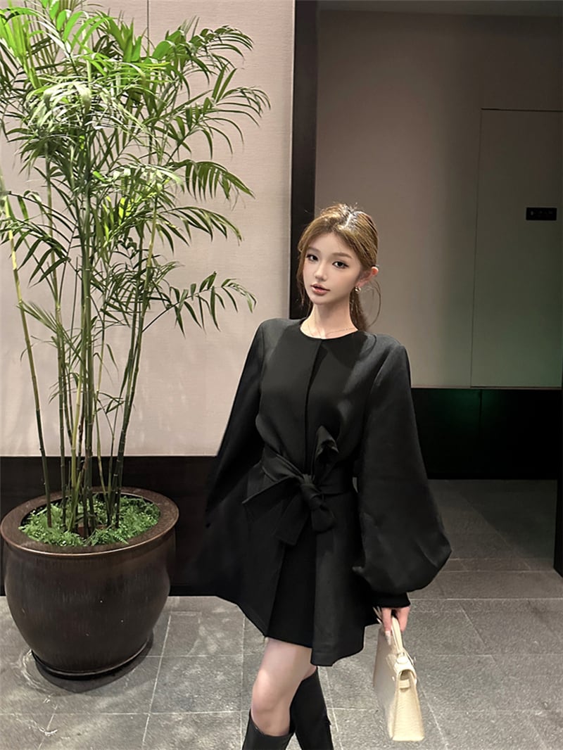 【dress】2WAYノーカラーミニワンピース　N3327