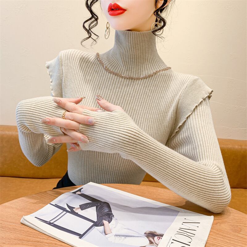 【tops】フリルニットトップス　M27693