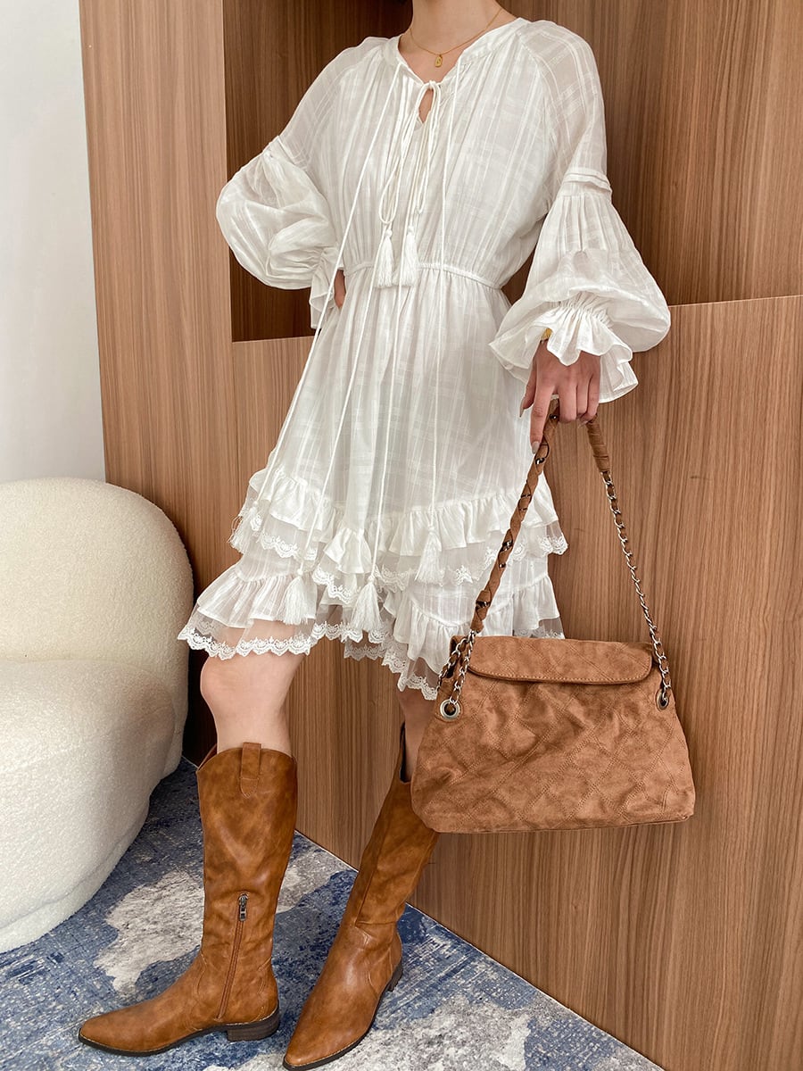 【dress】レースドッキングティアードワンピース　N2973