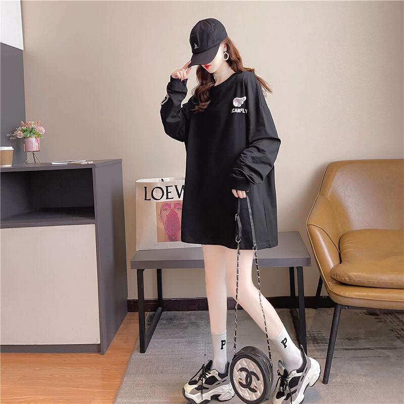 【tops】必ず目を引くラウンドネック長袖英字柄配色ゆったり着回しパーカーF0761