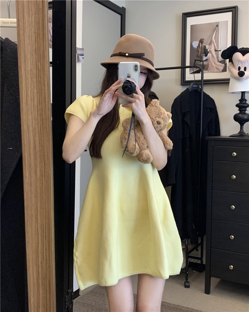 【dress】ポロネック立体感ミニワンピース　N2667