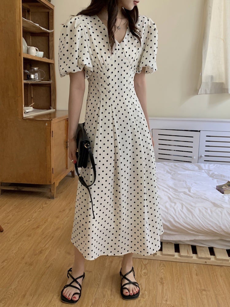 【dress】ドット柄ワンピース　M24778