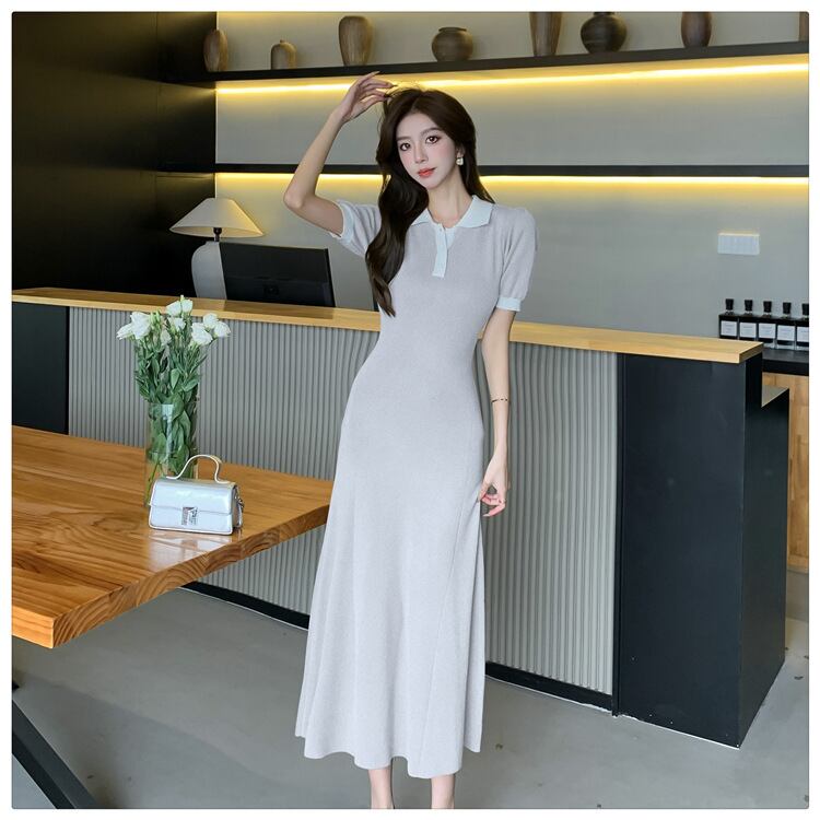 【dress】POLOネックニットワンピース G21110