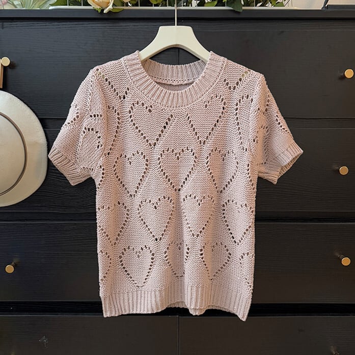 【tops】カットワークニットTシャツ　M29971