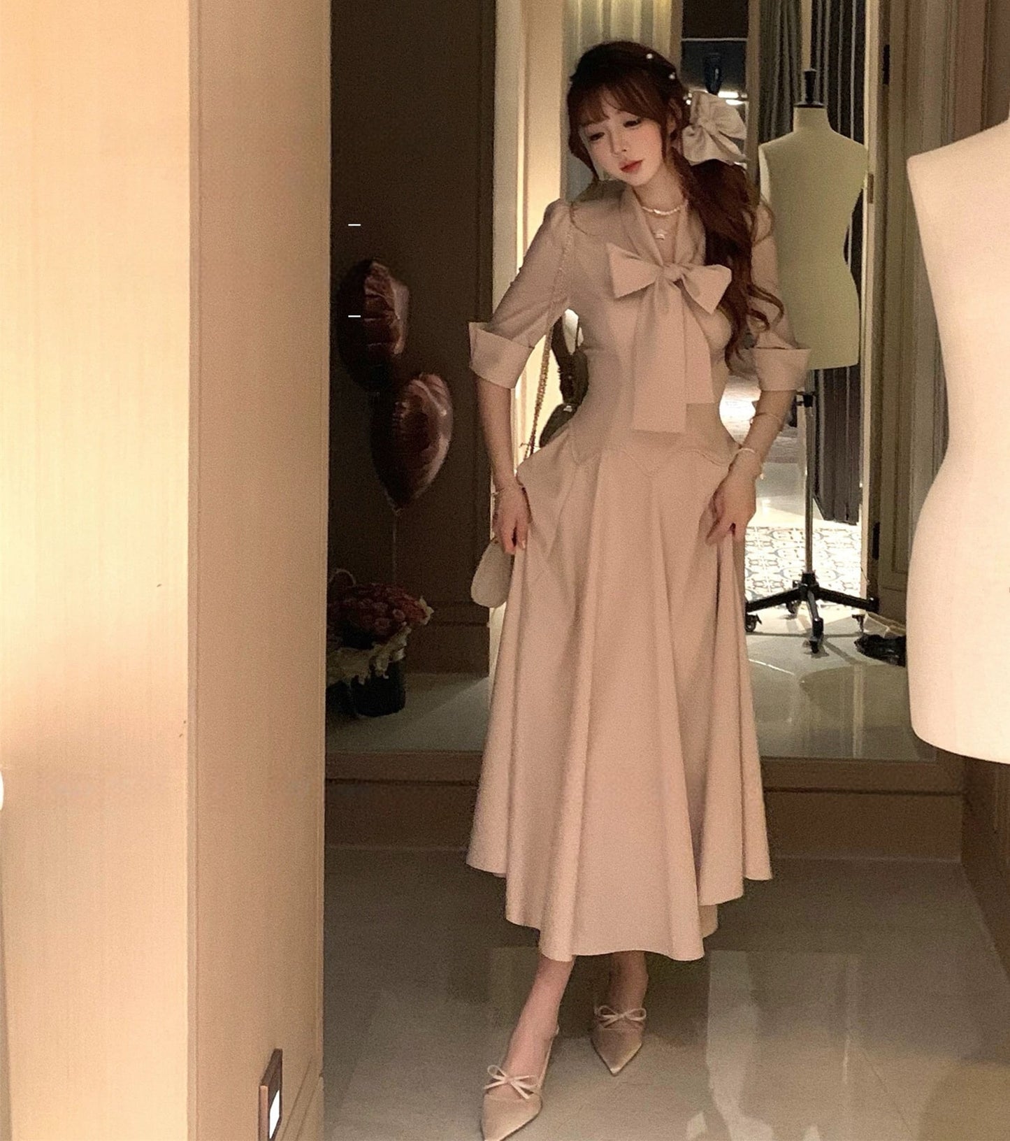【dress】リボンシャツワンピース　N3016