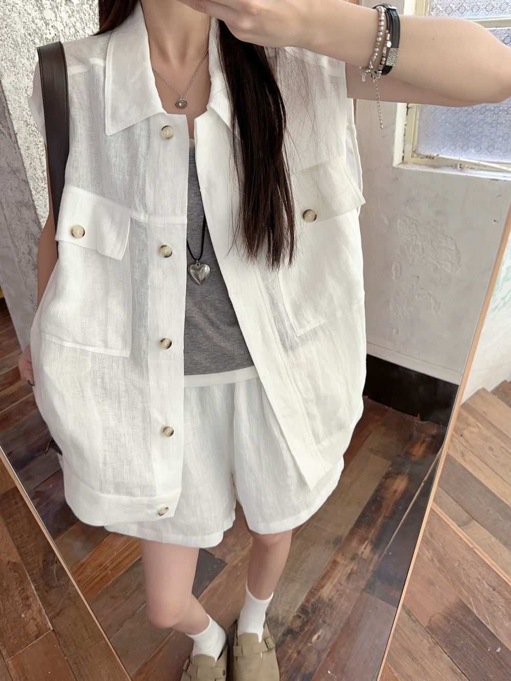 【set】ノースリーブベスト×ショートパンツセット　M24896