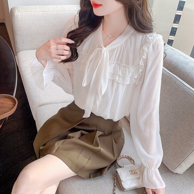【tops】リボン付きブラウス　M29095