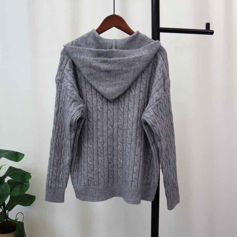 【tops】フード付きニットセーター　M27396