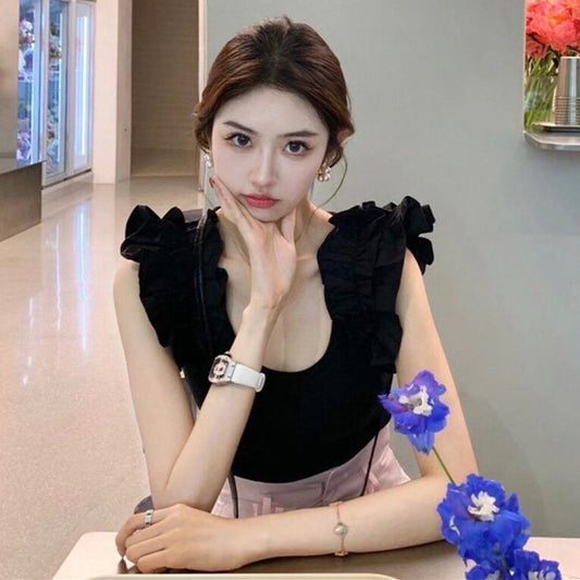 【tops】フリルラウンドネックTシャツG20276