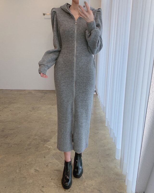 【dress】好感度満載！気質満点体型カバー着痩せパフスリーブワンピース G10915