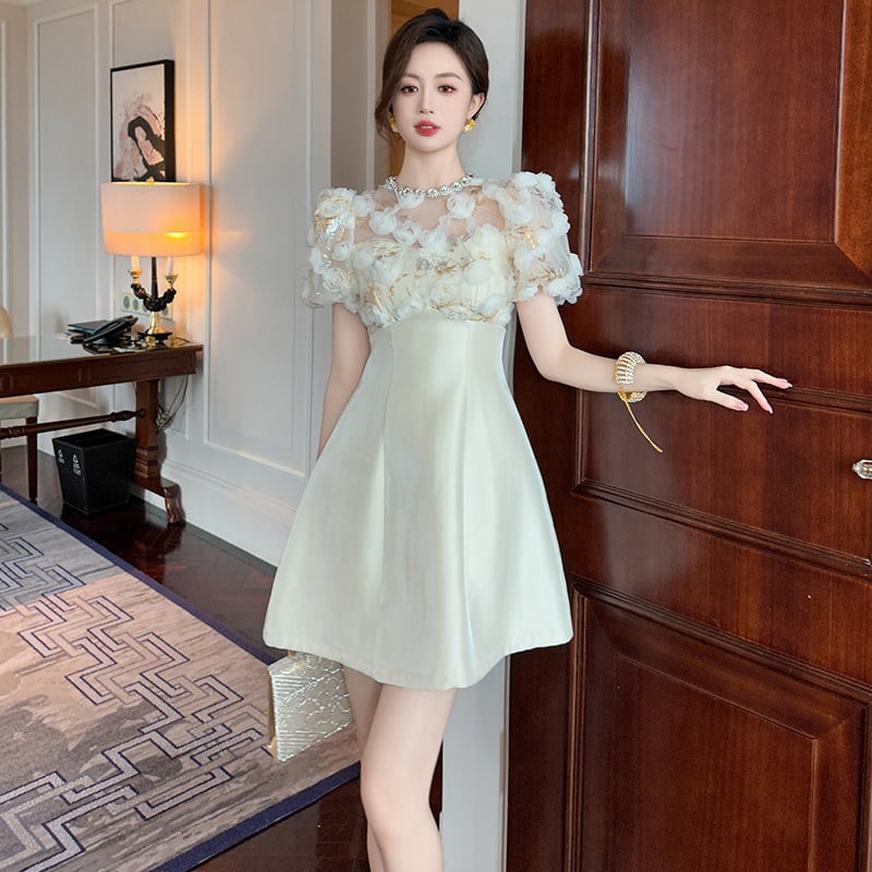 【dress】立体フラワーデートワンピース　M25073
