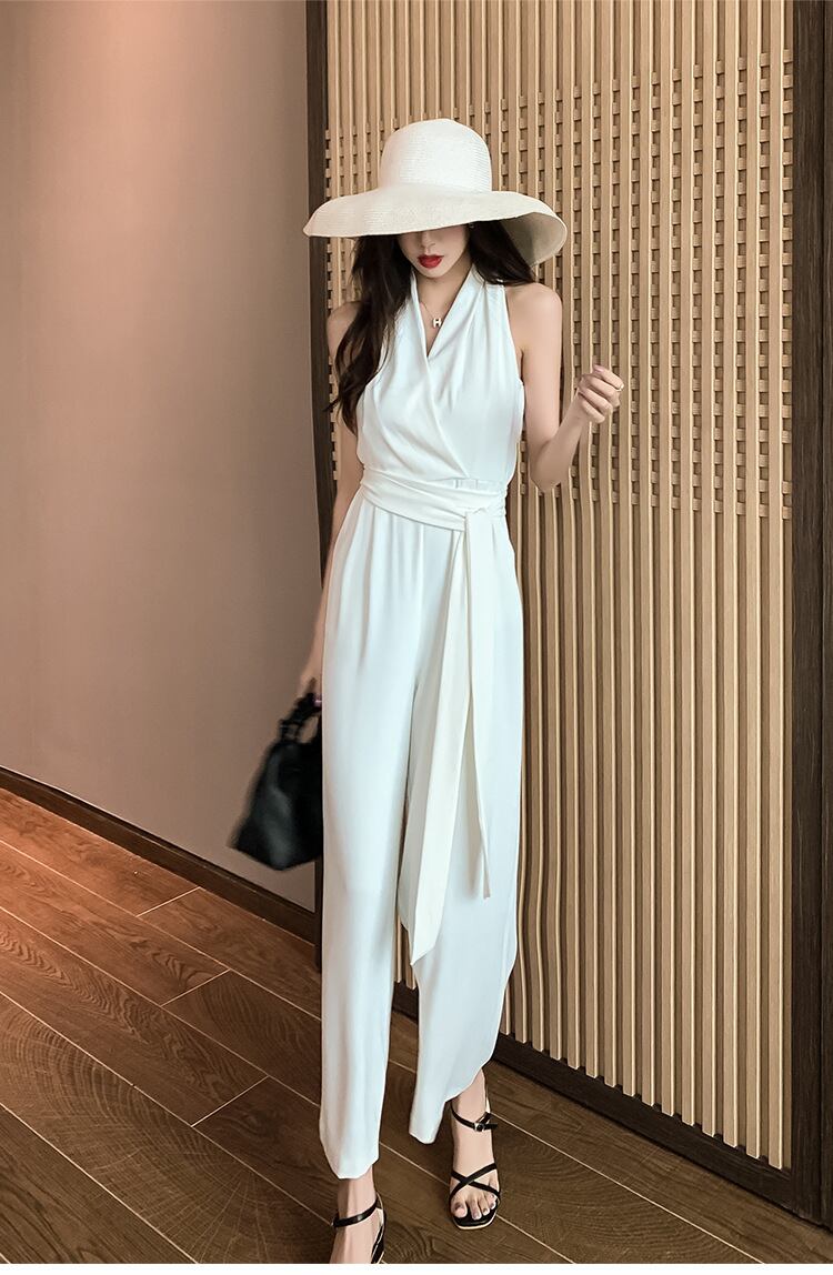 【set】気質満点レトロ夏着痩せハイウエストオールインワン G0709