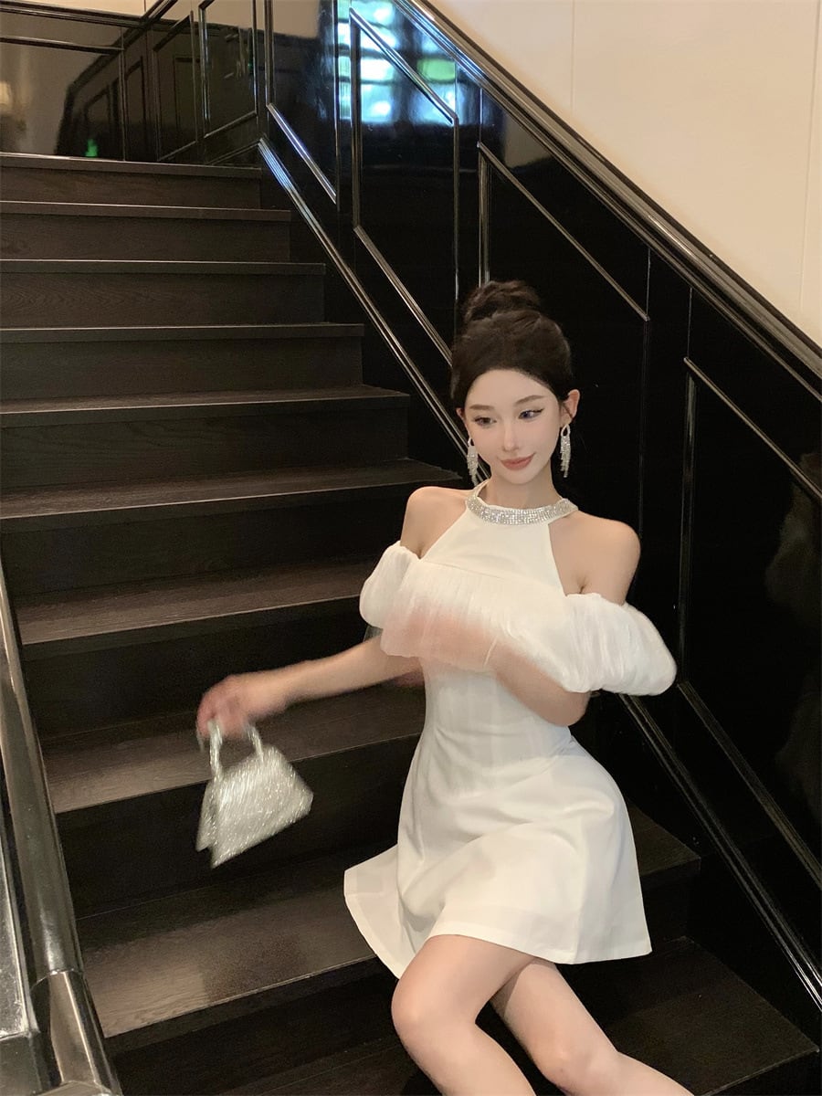 【dress】ビジューオフショルダーワンピース　M24300