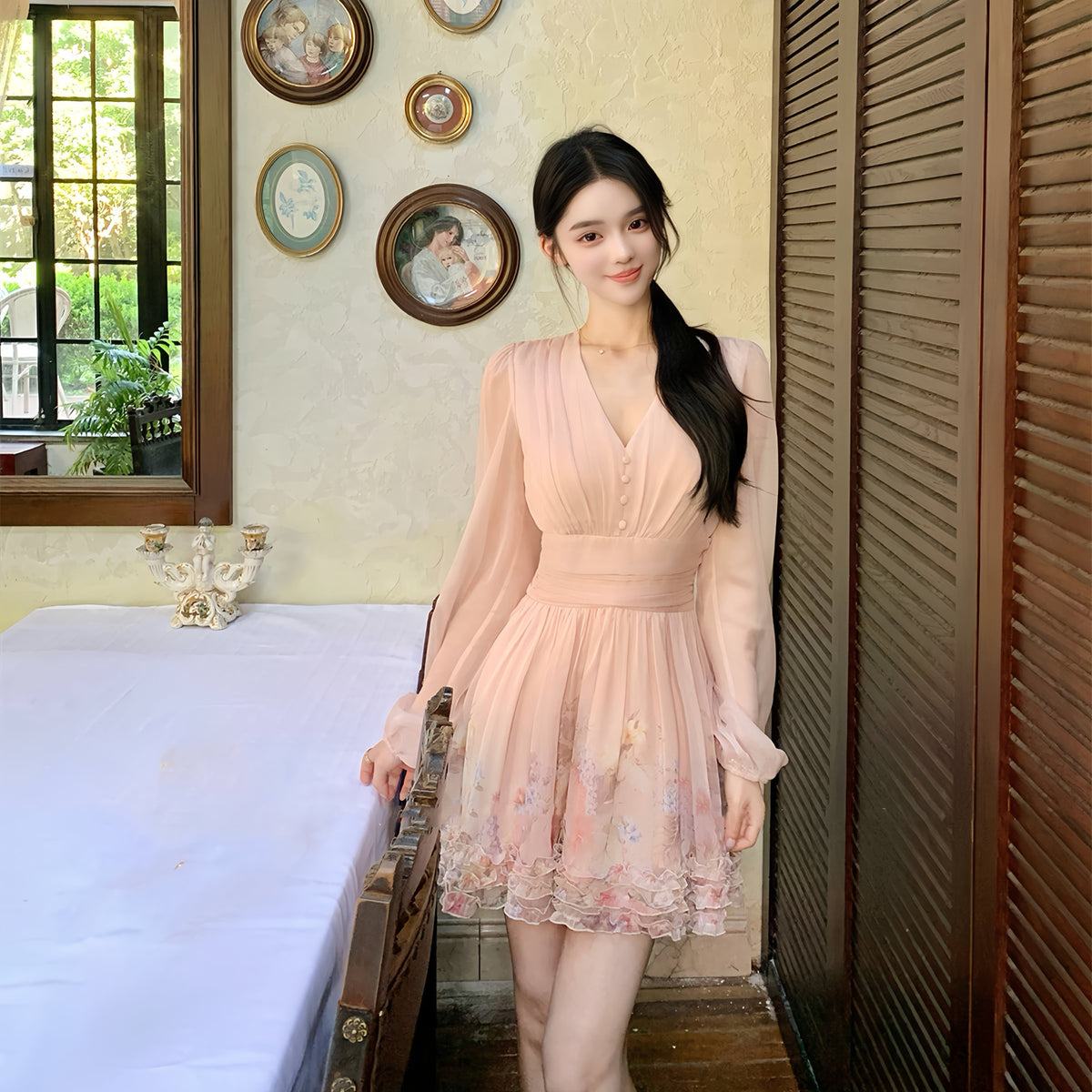 【dress】ギャザーフリルミニワンピース　N3262