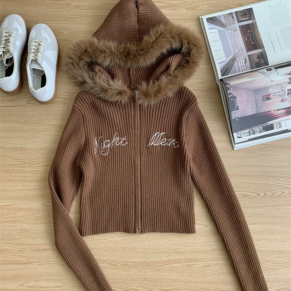 【tops】フードファーニットトップス　N2139