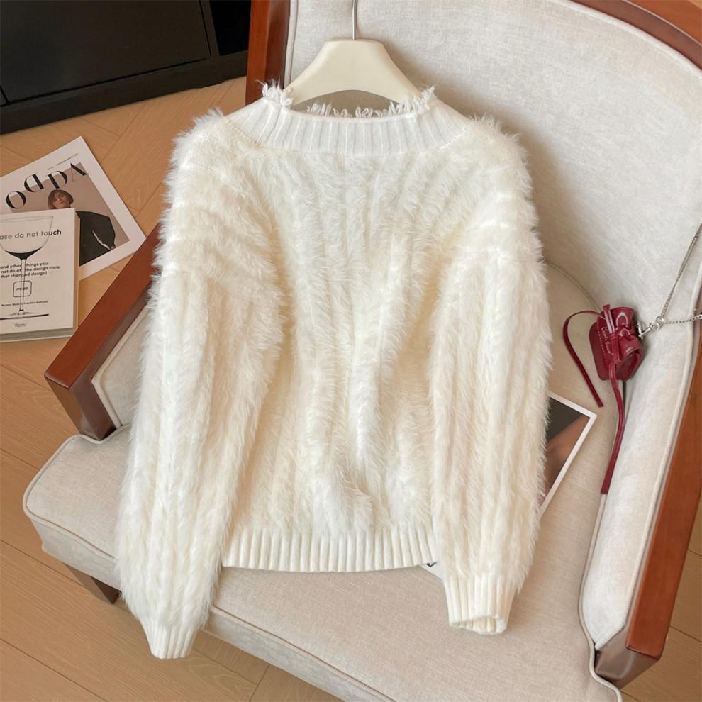 【outer】立体フラワーニットカーデ　M29288