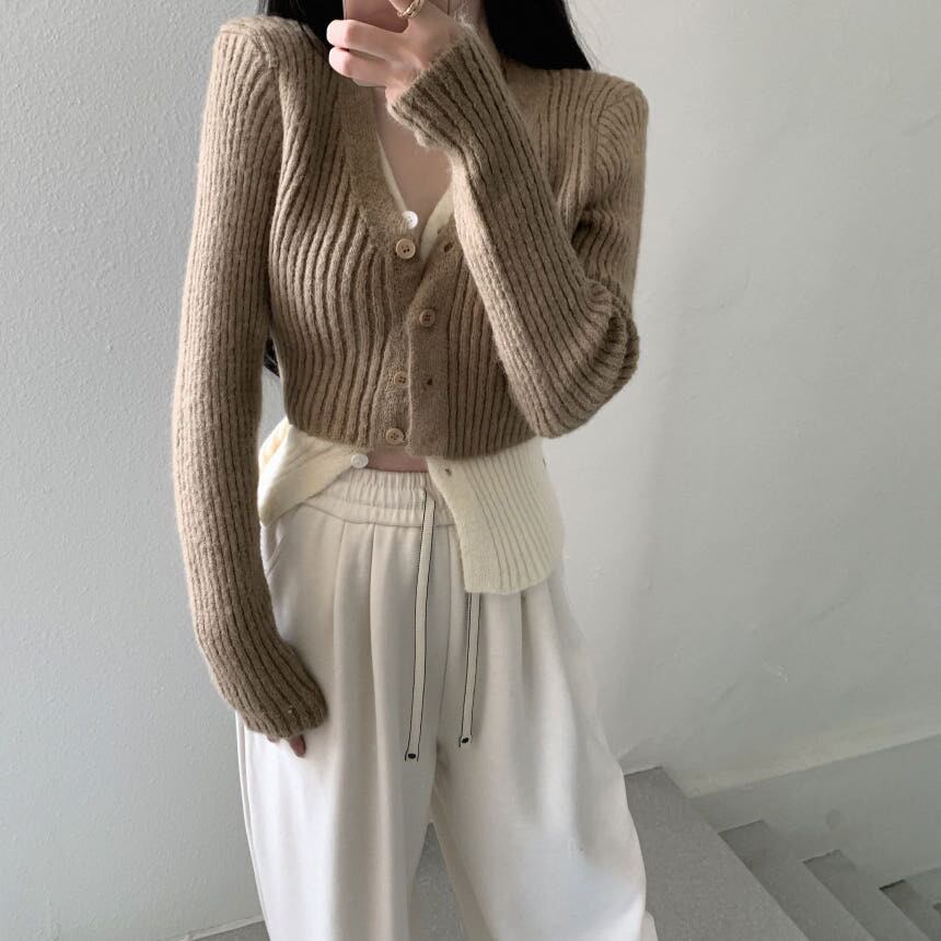 【outer】配色切り替えニットカーデ　M28679