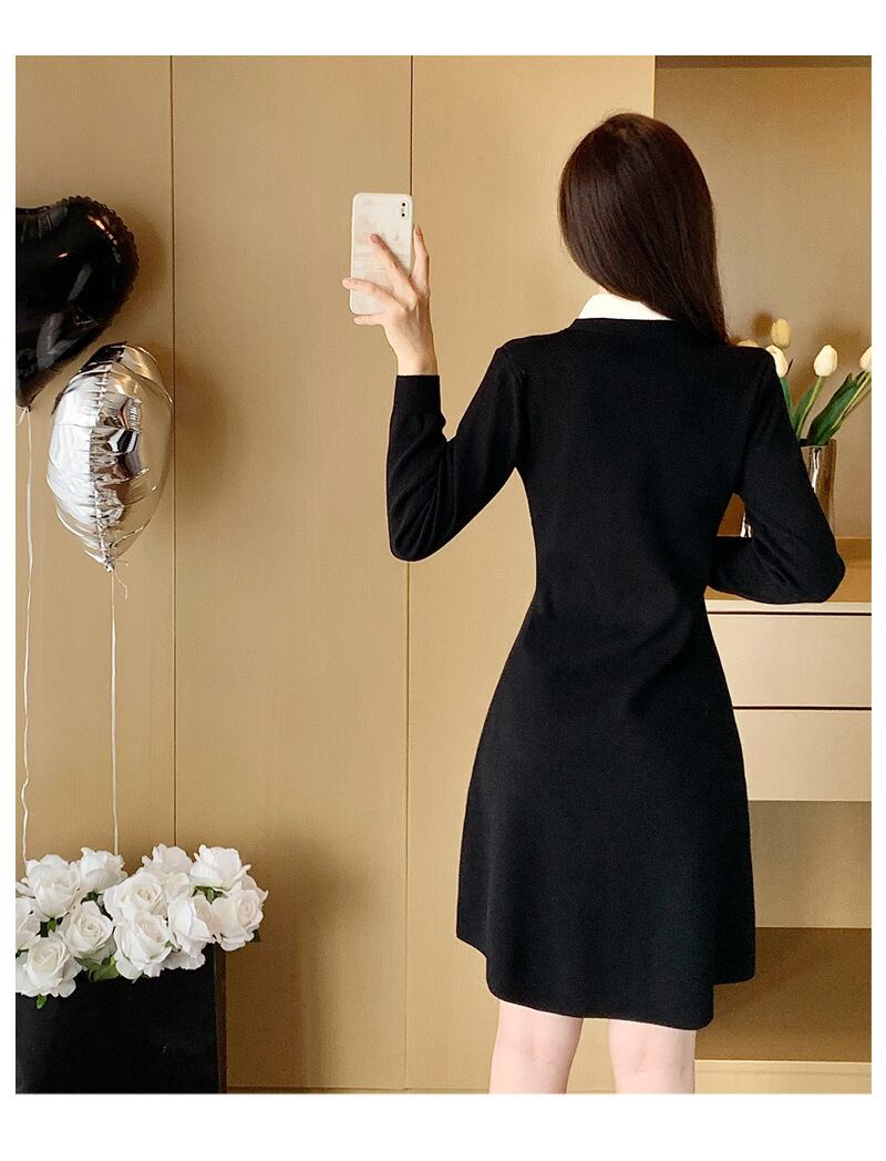 【dress】Vネックニットワンピース　M28423