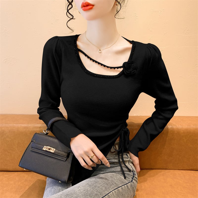 【tops】ビジュー不規則 イレギュラーニットトップス　M28665