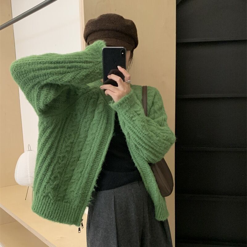 【outer】クルーネックニットカーデ　M18941