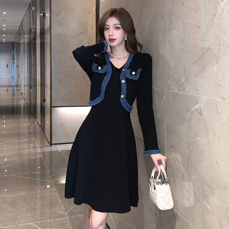 【dress】ドッキングニットワンピース　M18359