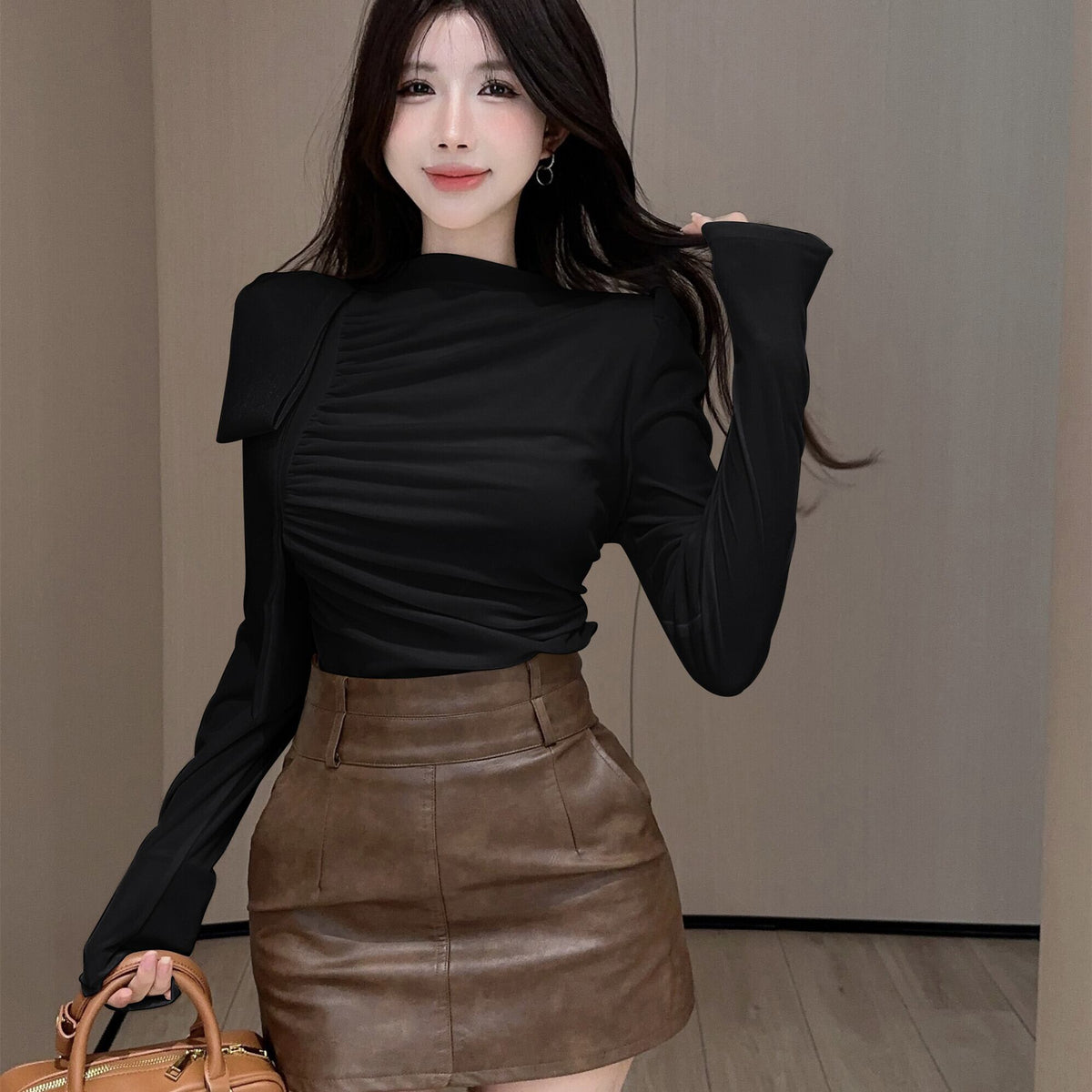【tops】ギャザーリボン付きトップス　M28567