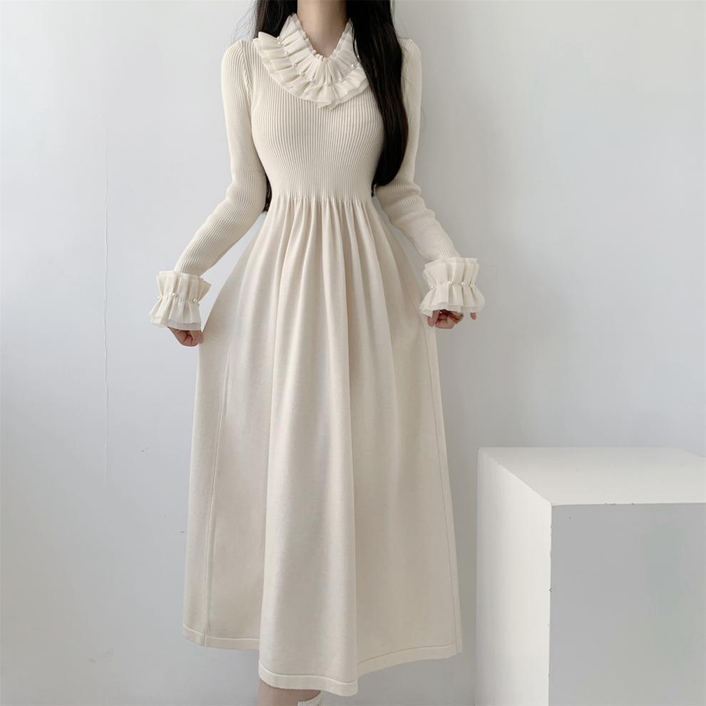 【dress】パール切り替えワンピース　M26278