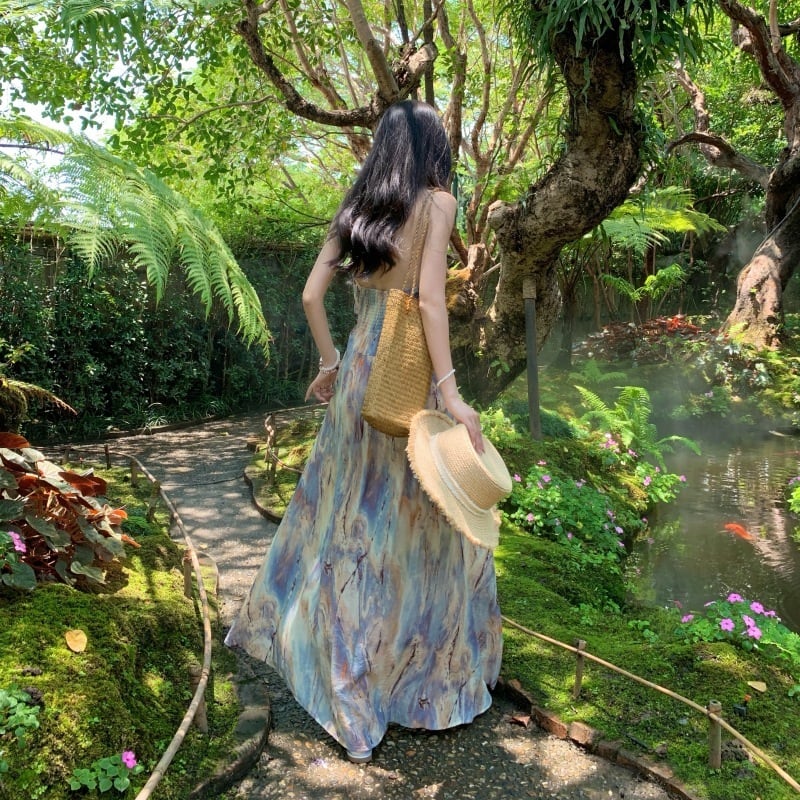 【dress】ホルターネックプリントワンピース　M25157