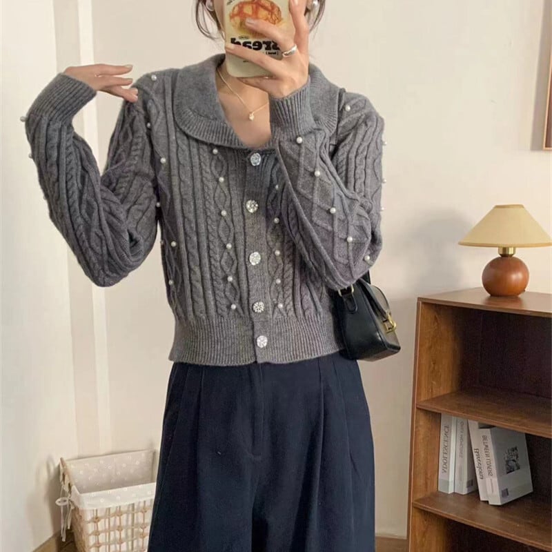 【outer】パールニットカーデ　M25916