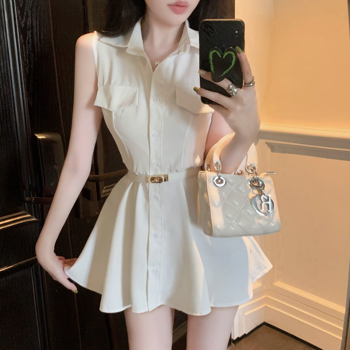 【dress】POLOネックシャツワンピース　M24537