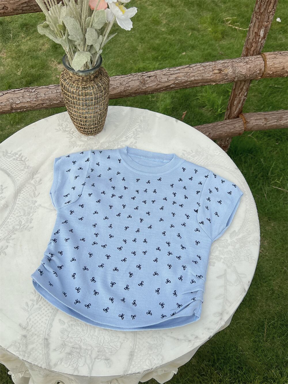 【tops】リボンニットTシャツG21554