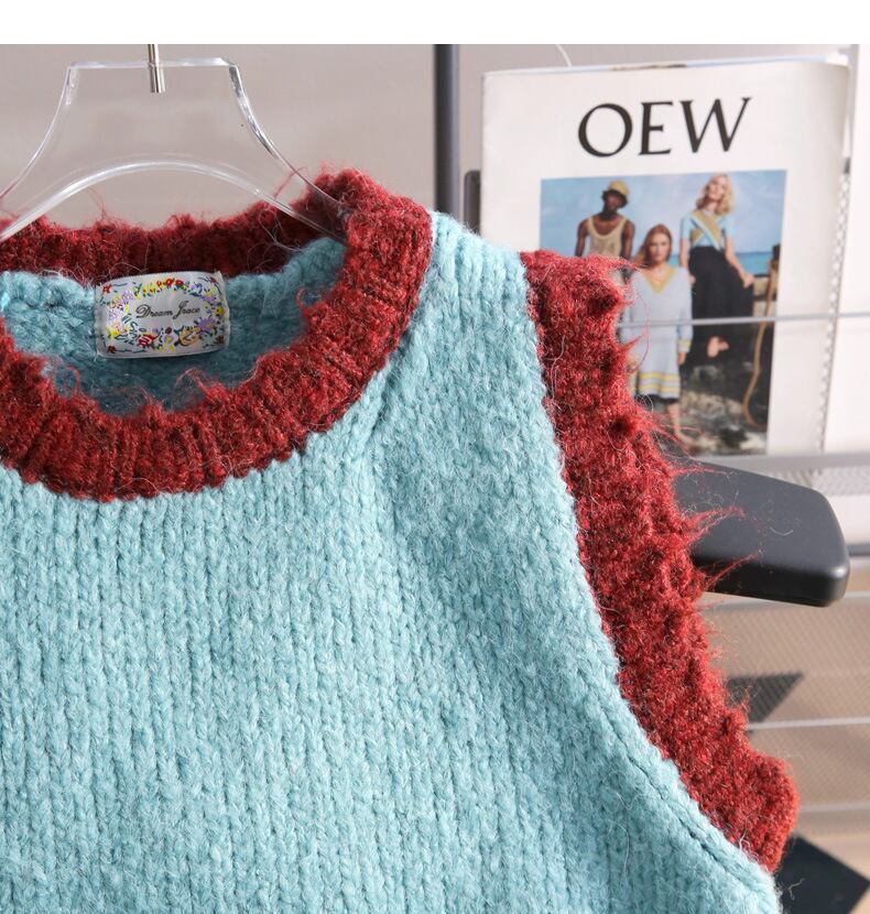 【tops】配色ニットベスト　M28758